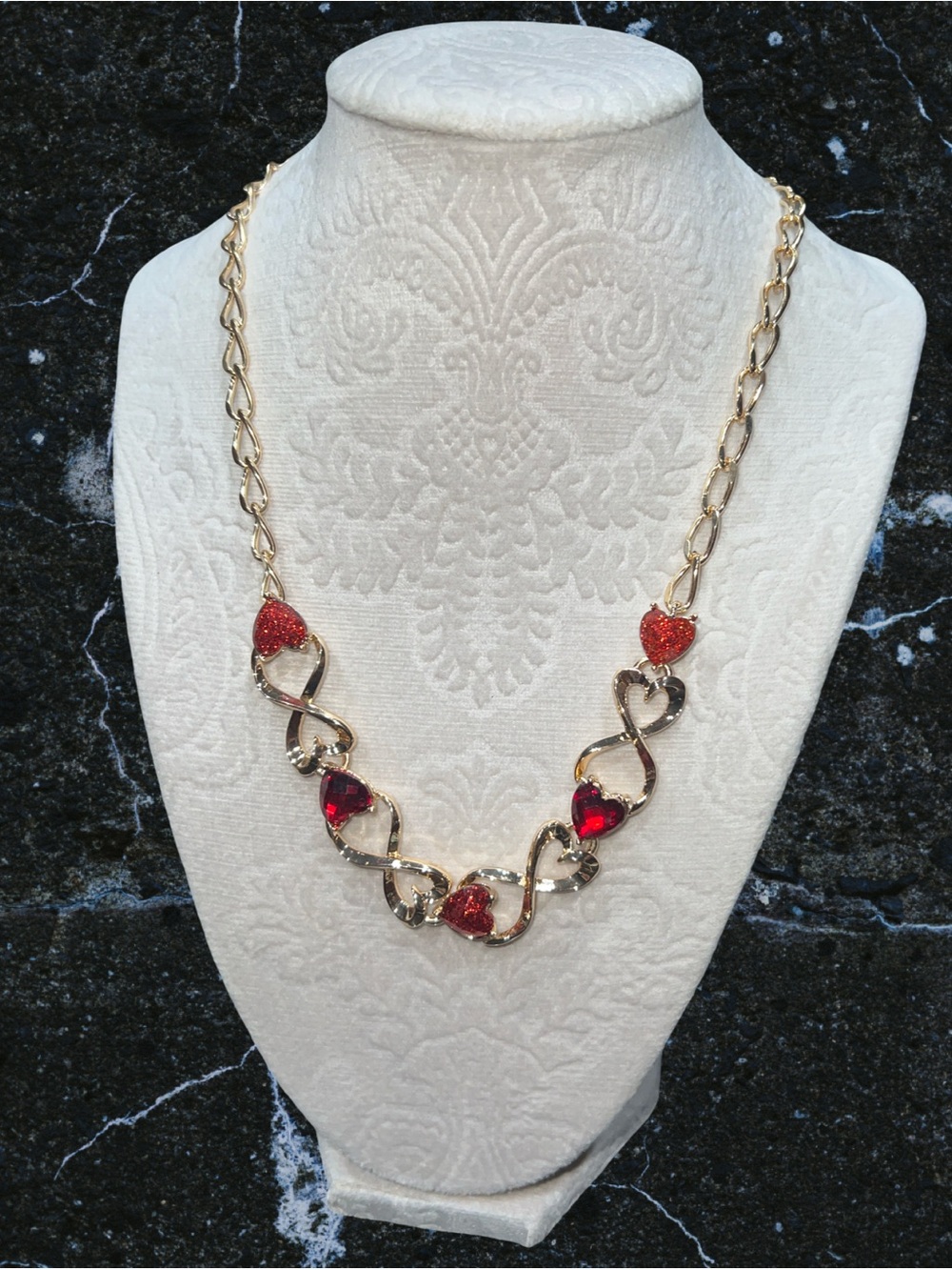 Napier Gold-Tone Red Hearts Infinity Love Collar Necklace NWT